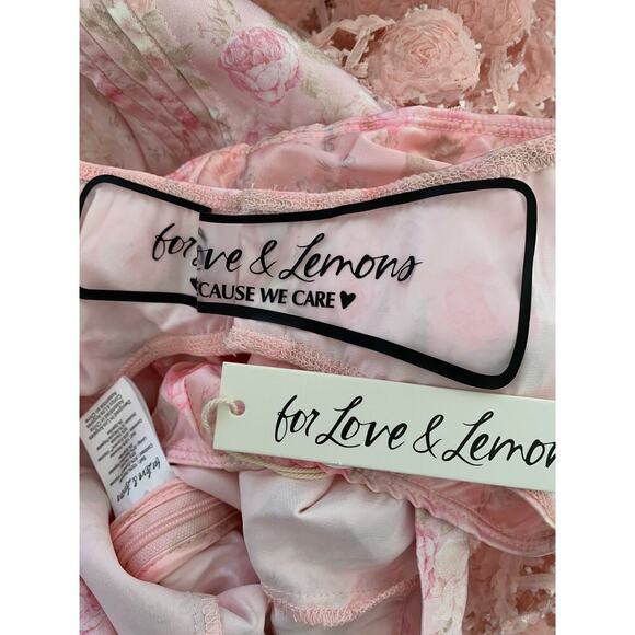 For Love & Lemons Pink Floral Maxi Dress Size XL Sleeveless Pleated Open Back - Picture 7 of 7